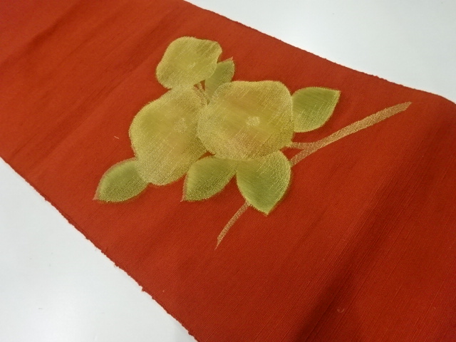 JAPANESE KIMONO / ANTIQUE NAGOYA OBI / SILK / TSUMUGI / WOVEN FLOWER